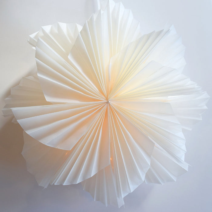 16" White Glacier Snowflake Star Lantern Pizzelle Design - Great With or Without Lights - Ideal for Holiday and Snowflake Decorations, Weddings, Parties, and Home Decor
