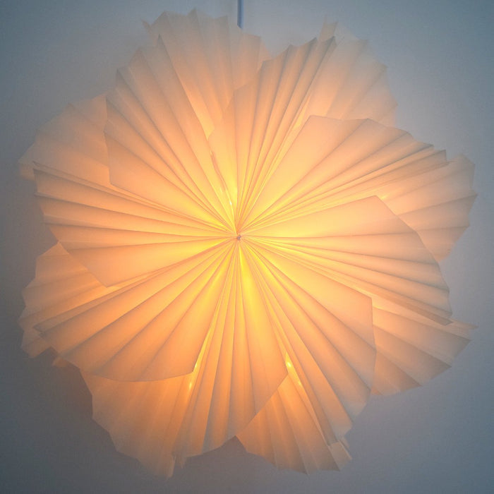 16" White Glacier Snowflake Star Lantern Pizzelle Design