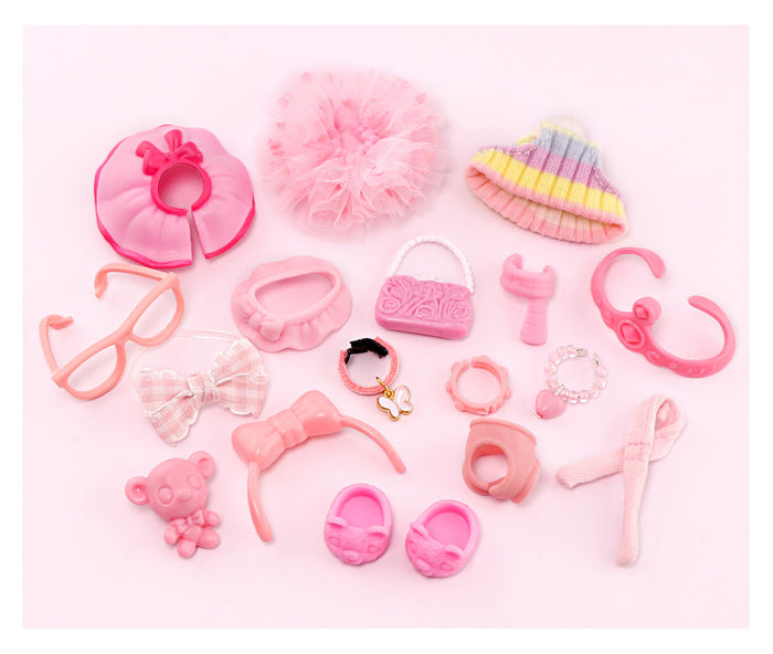 18 pc mini accessories set pink -B58