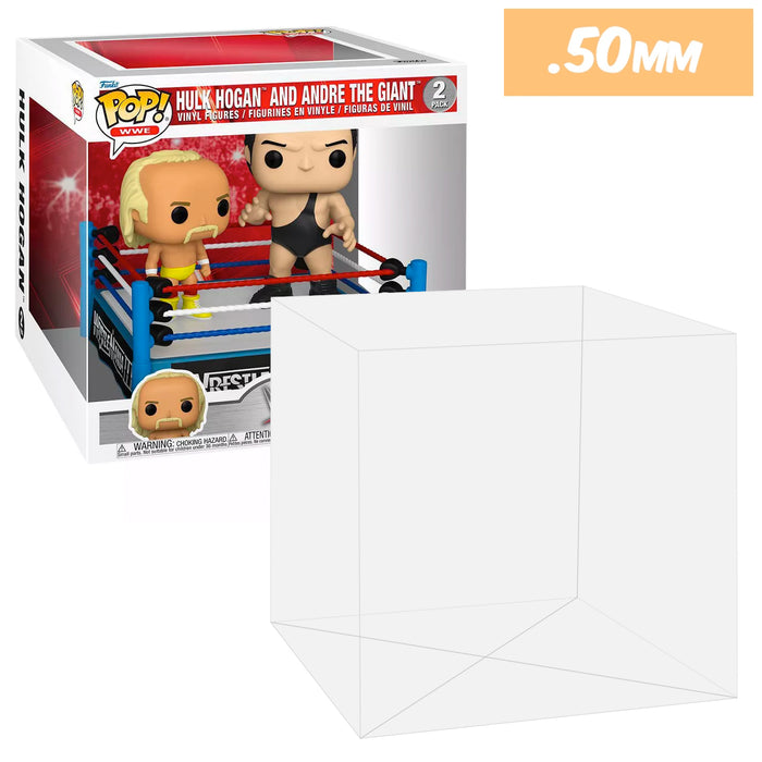 wwe wrestling ring hulk hogan and andre the giant pop deluxe 2 pack best funko pop protectors thick strong uv scratch flat top stack vinyl display geek plastic shield vaulted eco armor fits collect protect display case kollector protector