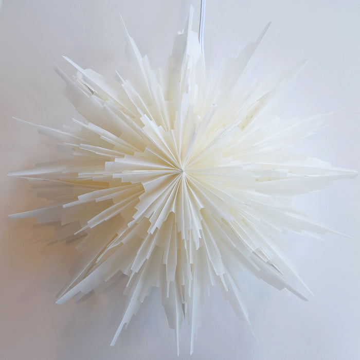 24" White Hiemal Snowflake Star Lantern Pizzelle Design