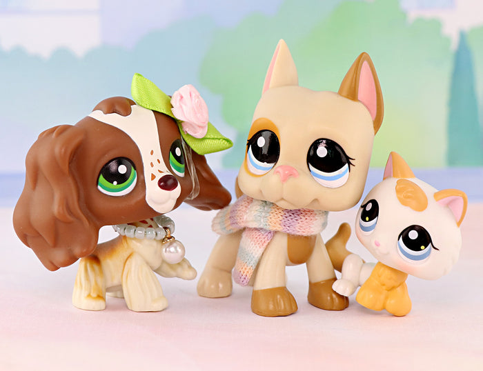 3Pcs Cocker Spaniel Kitten and Great Dane set