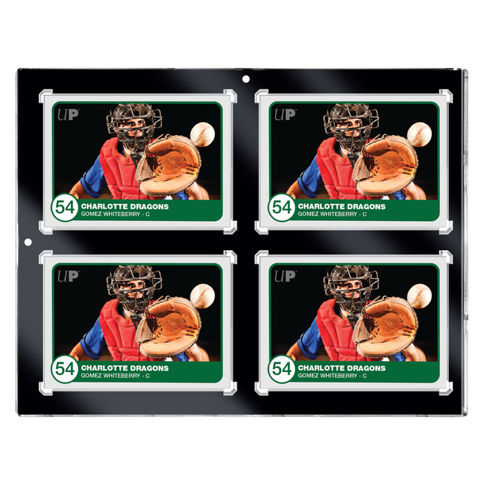 4-Card Wall Mount Display Case for 35pt Trading Cards (UV ONE-TOUCH Magnetic Holder) - Display Geek, Inc.