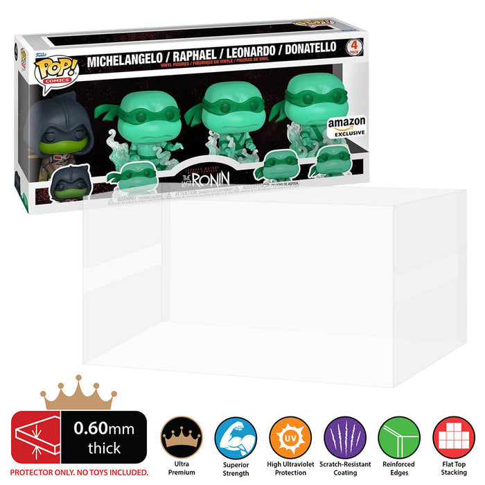 TMNT The Last Ronin Amazon Exclusive 4 Pack Box Funko Pop Protectors - 0.60mm Thick UV Resistant Funko Pop Shield Protectors - The Best Quality Ultra Premium, Superior Strength, High Ultraviolet Protection, Scratch Resistant Coating, Reinforced Edges, Flat Top Stacking