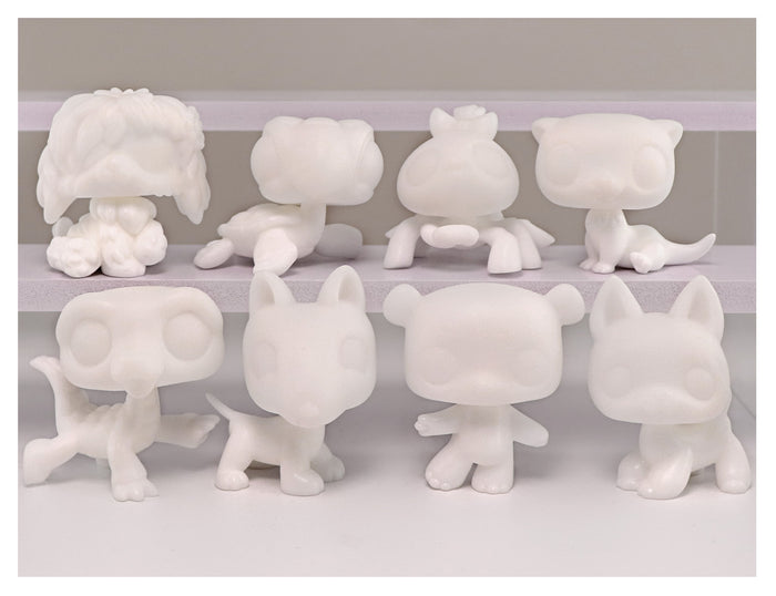 8 Pcs mini white base pack ( not bobble head)