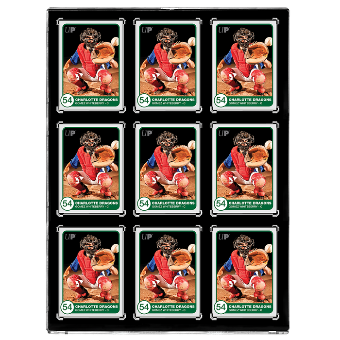 9-Card Wall Mount Display Case for 35pt Trading Cards (UV ONE-TOUCH Magnetic Holder)