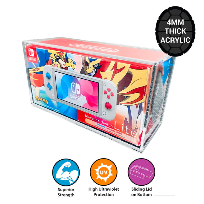 Acrylic Case for NINTENDO SWITCH LITE Video Game Console Box 4mm thick, UV & Slide Bottom on The Pop Protector Guide by Display Geek