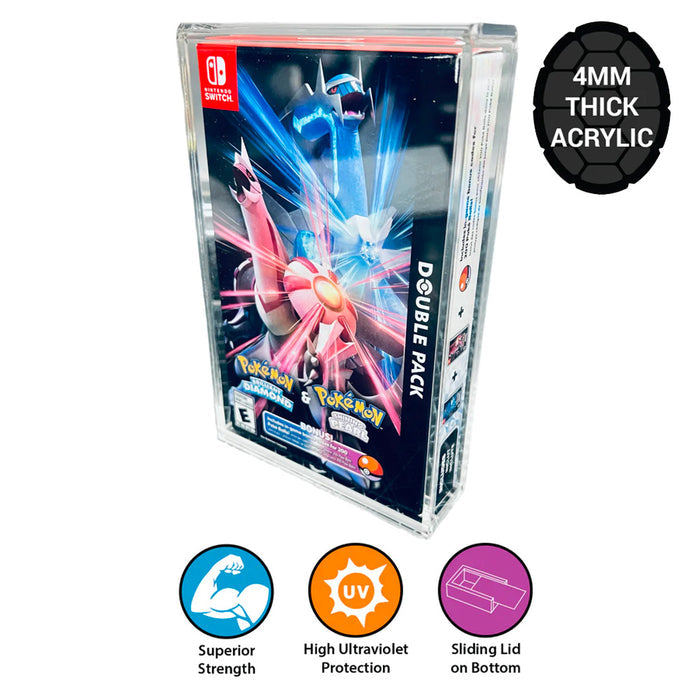 Acrylic Case for NINTENDO SWITCH POKEMON DOUBLE PACK Video Game Box 4mm thick, UV & Slide Bottom on The Pop Protector Guide by Display Geek