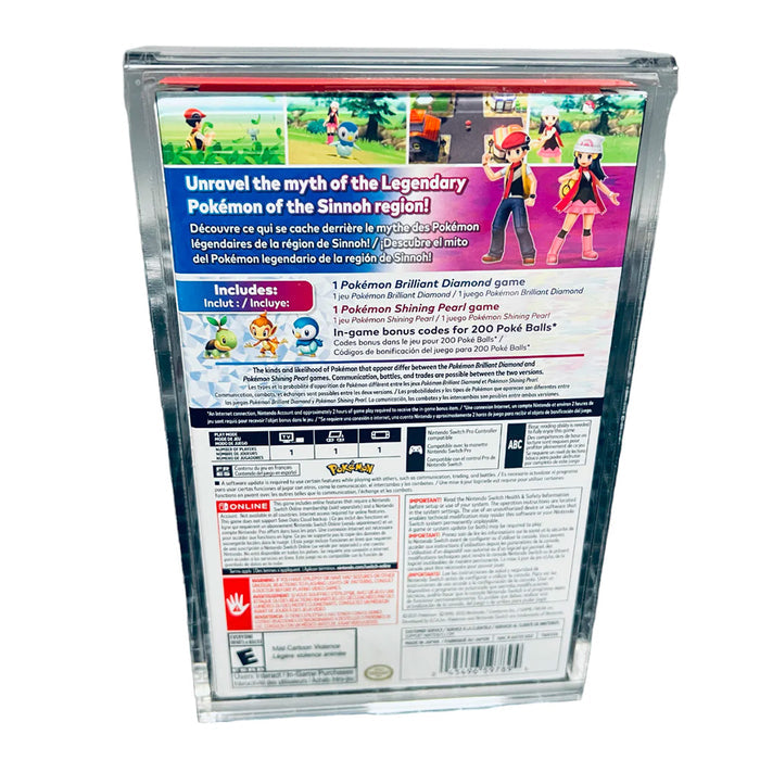 Acrylic Case for NINTENDO SWITCH POKEMON DOUBLE PACK Video Game Box 4mm thick, UV & Slide Bottom on The Pop Protector Guide by Display Geek