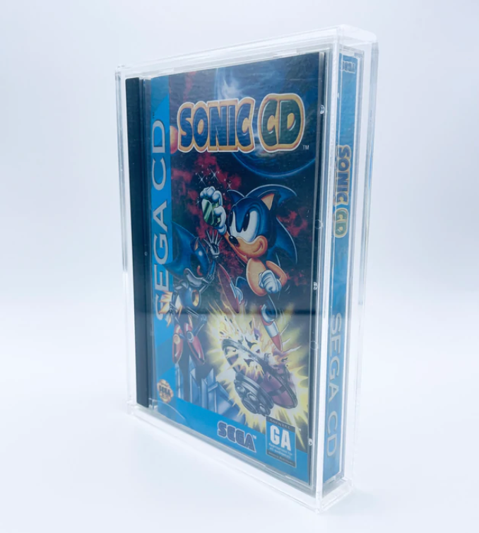 Acrylic Case for PS1, SEGA CD, SEGA SATURN Long Video Game Box 4mm thick, UV & Slide Bottom on The Pop Protector Guide by Display Geek