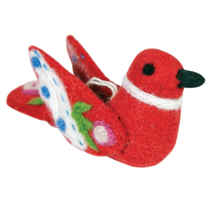 Alpine Love Bird Felt Ornament - Red - Wild Woolies (H) - TheHomeToGo