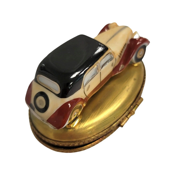 Antique Car porcelain box from Limoges, alternate view