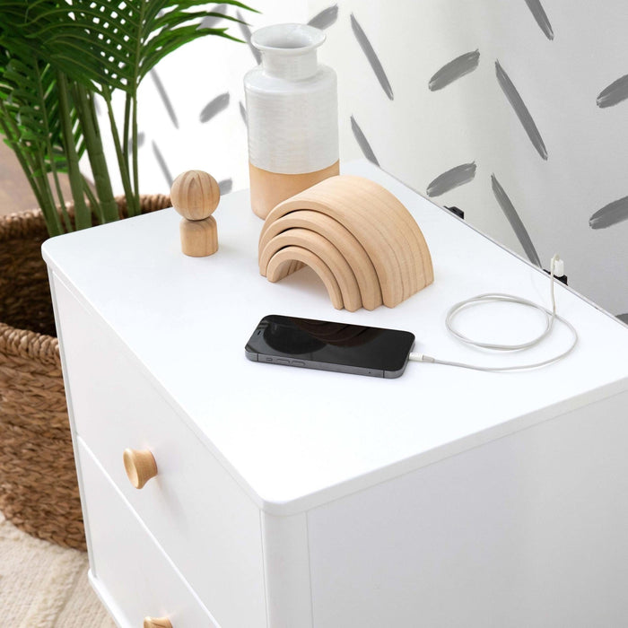 Babyletto Nightstands White / Natural Babyletto Lolly Nightstand with USB Port