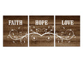 Bible Verse CANVAS, Faith Hope Love Wall Art, Rustic Home Decor, Brown Bedroom Wall Decor, Entryway Decor - HOME227
