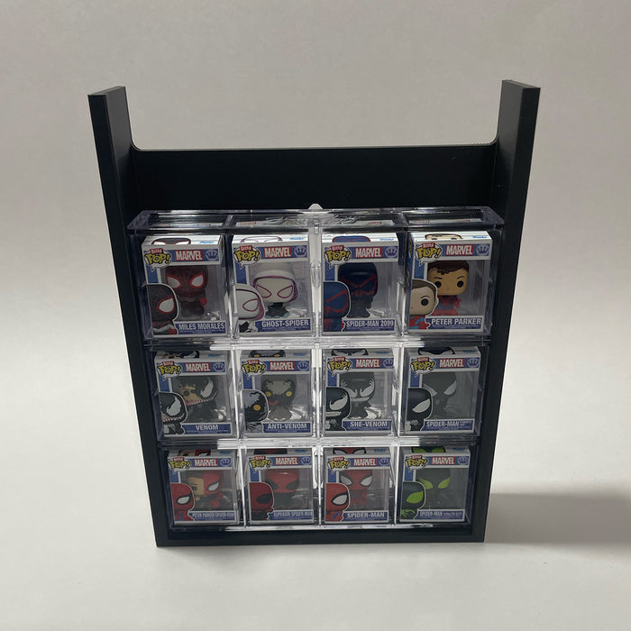 Fill it up - Bitty Pops in Acrylic Sleeves - Display Case for Funko Bitty Pops, Wall Mountable & Stackable Pop Shelf (3D Printed)