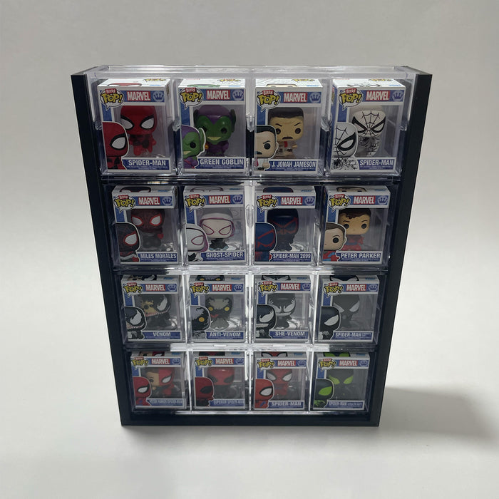 Fill it up - Bitty Pops in Acrylic Sleeves - Display Case for Funko Bitty Pops, Wall Mountable & Stackable Pop Shelf (3D Printed)