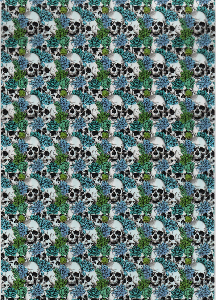Blue Floral Skull