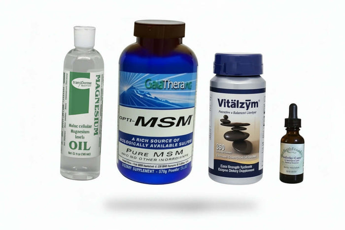 Bundle of Mobility - Joint and Connective Tissue Support products including Magnesium Oil, MSM, and Vitalzym.