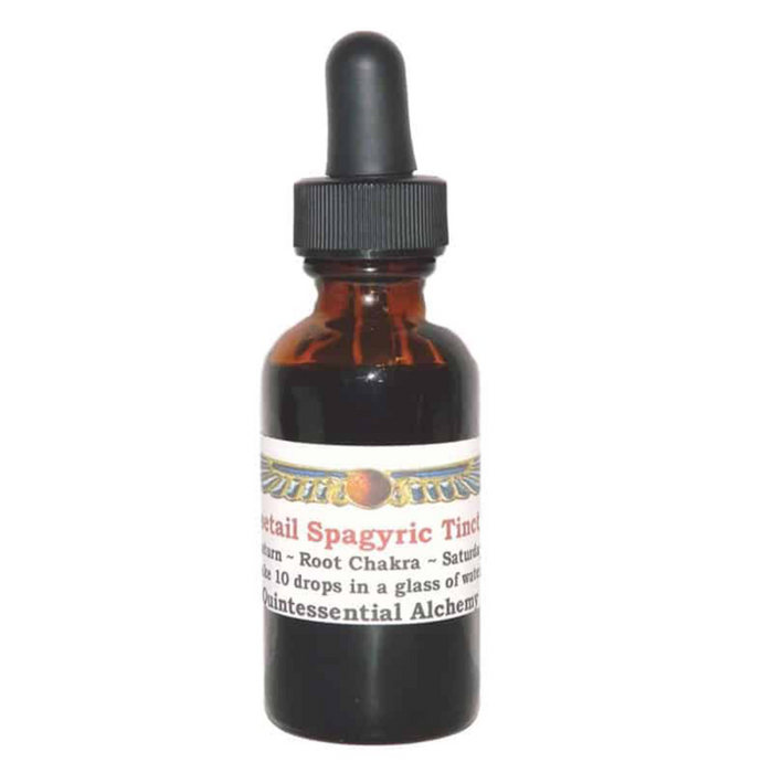Spagyric Herbal Alchemical and Mineral Tincture Support bottle for Root Chakra with dropper.