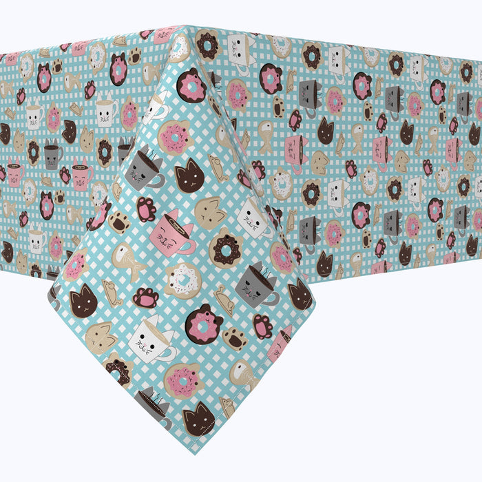 Cat Lovers Mugs & Donuts Tablecloths