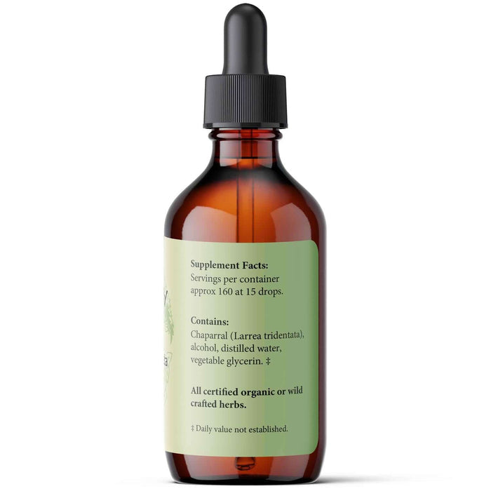 Chaparral - Botanical Matrix for Free Radical Protection liquid extract bottle with supplement facts.