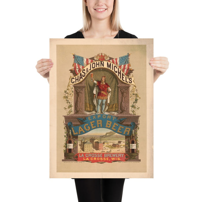 Chas. & John Michel’s Vintage Export Lager Beer Poster, 1879