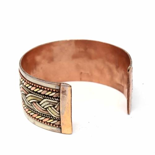 Copper and Brass Bracelet: Healing Cuff - DZI (J) - TheHomeToGo