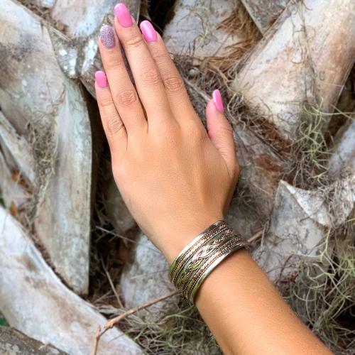 Copper and Brass Bracelet: Healing Cuff - DZI (J) - TheHomeToGo