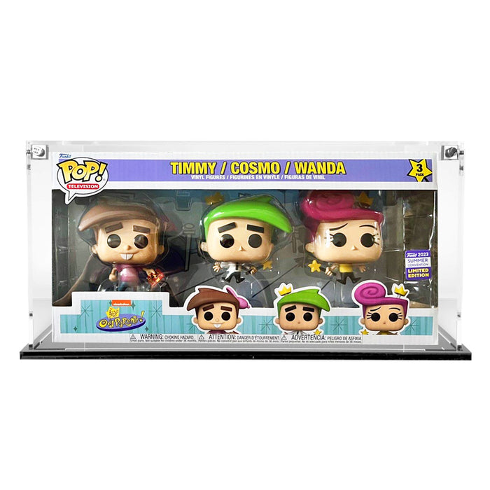 3 PACK FAIRLY ODDPARENTS - 3mm thick Custom Acrylic Display Case for Funko Pop Grail Boxes (6.5h x 12.5w x 3.5d) by Display Geek Flying Box 3mm thick dust and dirt protection