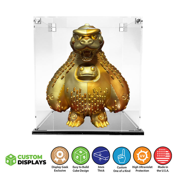 CHOMP GODZILLA GOLD - 3mm thick Custom Acrylic Display Case for Abominable Toys Out of Box by Display Geek Flying Box 3mm thick dust and dirt protection