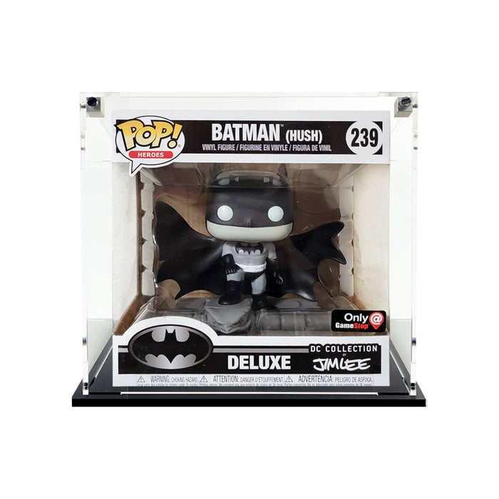 POP DELUXE HUSH BATMAN - Custom Acrylic Display Case for Funko Pop Grail Boxes (6.25h x 6w x 4.5d) by Display Geek Flying Box 3mm thick dust and dirt protection