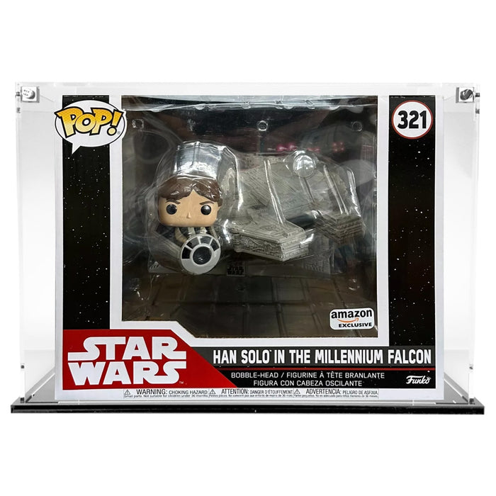 POP RIDES MILLENNIUM FALCON - 3mm thick Custom Acrylic Display Case for Funko Pop Grail Boxes (Fits 11h x 13.3125w x 15.625d) by Display Geek Flying Box 3mm thick dust and dirt protection