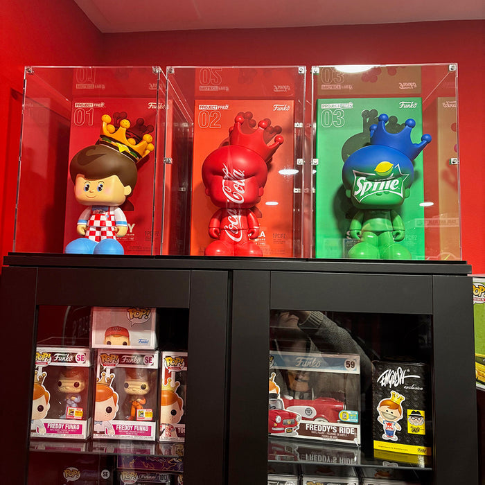 PROJECT FRED COMBO - Custom Acrylic Display Case for Funko Grail Box & Figure Together by Display Geek Flying Box 3mm thick dust and dirt protection