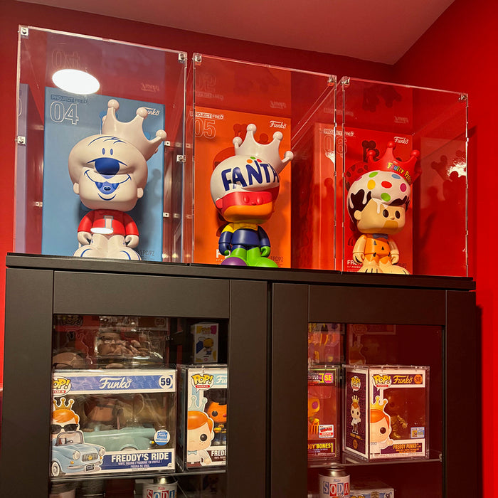 PROJECT FRED COMBO - Custom Acrylic Display Case for Funko Grail Box & Figure Together by Display Geek Flying Box 3mm thick dust and dirt protection