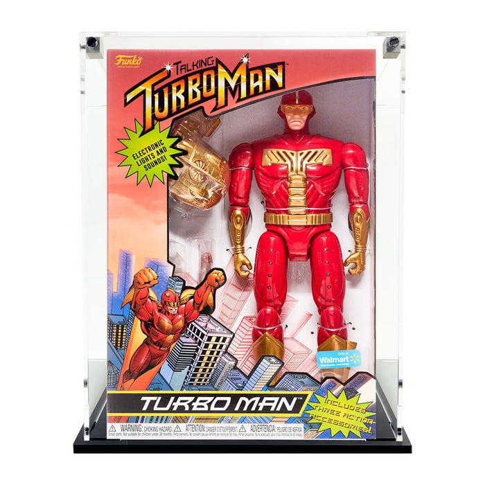 TURBO MAN - Custom Acrylic Display Case for Funko Action Figure Grail Boxes (15h x 10.5w x 4.75d) by Display Geek Flying Box 3mm thick dust and dirt protection