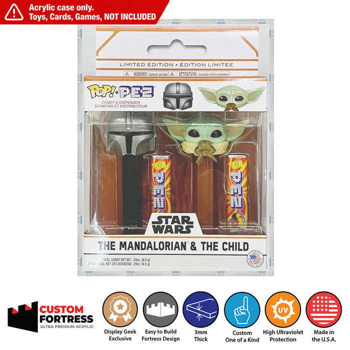 Custom Acrylic Hard Case for 2 PACK POP PEZ Funko Pop Grail Boxes (3mm thick, UV Resistant) Fits 7.75h x 5.5w x 2d