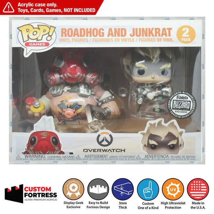 Custom Acrylic Hard Case for 2 PACK ROADHOG Funko Pop Grail Boxes (3mm thick, UV Resistant) Fits 7.75h x 10w x 5.5d