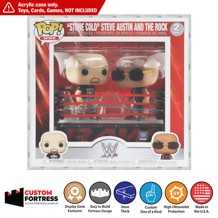 Custom Acrylic Hard Case for 2 PACK WWE RING Funko Pop Grail Boxes (3mm thick, UV Resistant) Fits 8h x 8.5w x 8.5d