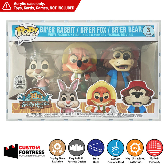 Custom Acrylic Hard Case for 3 PACK DEEP Funko Pop Grail Boxes (3mm thick, UV Resistant) Fits 6.5h x 10w x 4.5d
