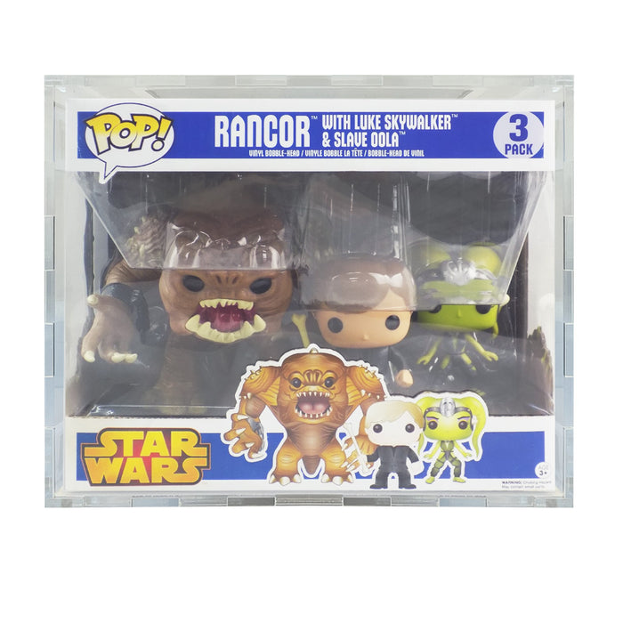 Custom Acrylic Hard Case for 3 PACK RANCOR Funko Pop Grail Boxes (4.5mm thick) Fits 9h x 11.25w x 6.5d