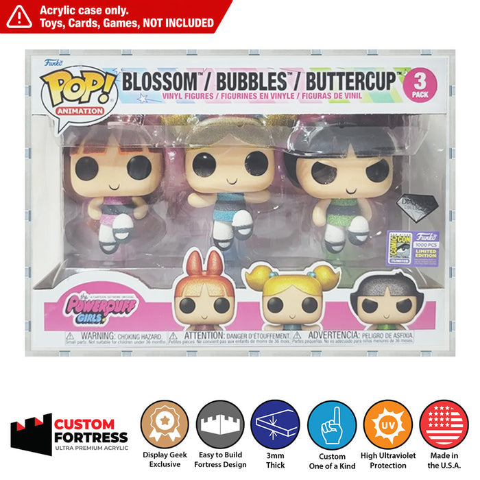 Custom Acrylic Hard Case for 3 PACK STANDARD Funko Pop Grail Boxes (3mm thick, UV Resistant) Fits 6.25h x 9w x 3.5d
