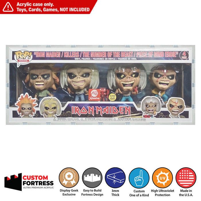 Custom Acrylic Hard Case for 4 PACK WIDE Funko Pop Grail Boxes (3mm thick, UV Resistant) Fits 6.25h x 15.75w x 3.5d
