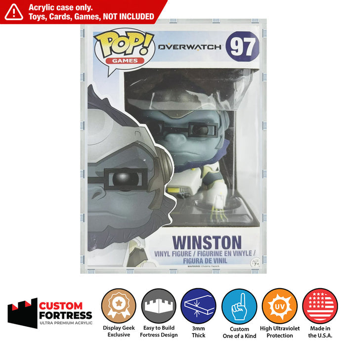 Custom Acrylic Hard Case for 6 INCH WINSTON #97 Funko Pop Grail Boxes (3mm thick, UV Resistant) Fits 7.5h x 5w x 5d