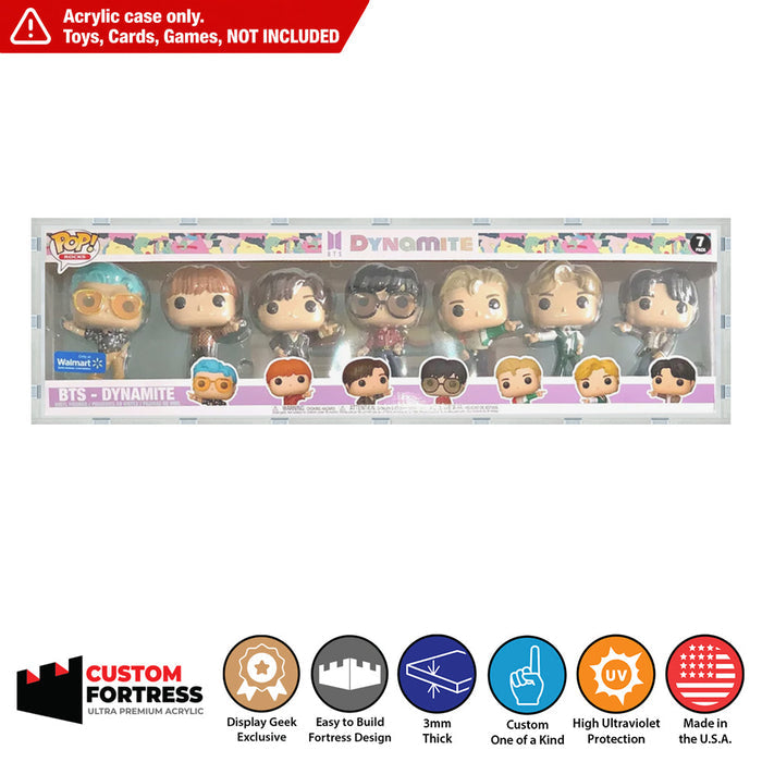 Custom Acrylic Hard Case for 7 PACK BTS LONG Funko Pop Grail Boxes (3mm thick, UV Resistant) Fits 6.5h x 23w x 3.5d