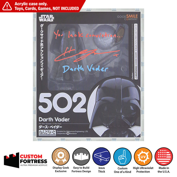 Custom Acrylic Hard Case for NENDOROID DARTH VADER #502 (3mm thick, UV Resistant) Fits 8.25h x 6.9w x 3.1d