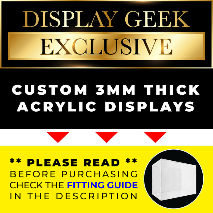 Read Fitting Guide - 3.0mm thick UV resistant Pop Fortress Custom Acrylic Hard Case Armor for Funko Pop Grail Boxes Exclusive to Display Geek on The Protector Guide App