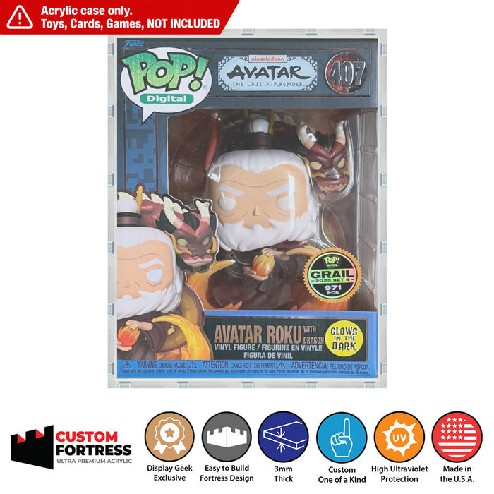 Custom Acrylic Hard Case for POP PREMIUM Avatar Roku with Dragon Glow #407 NFT Funko Pop Grail Box (3mm thick, UV Resistant) Fits 7.25h x 5.5w x 4.5d