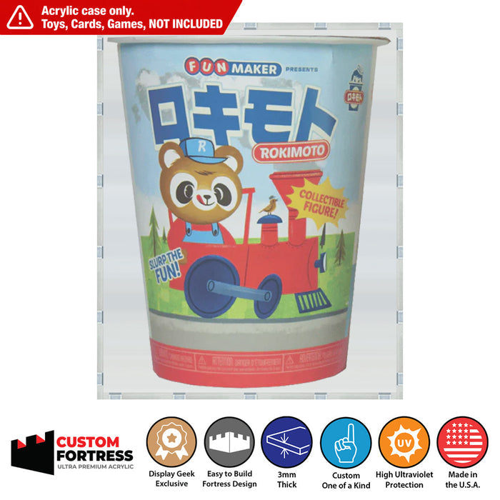 Custom Acrylic Hard Case for ROKIMOTO STANDARD Ramen Containers (3mm thick, UV Resistant) Fits 4.6h x 4w x 4d