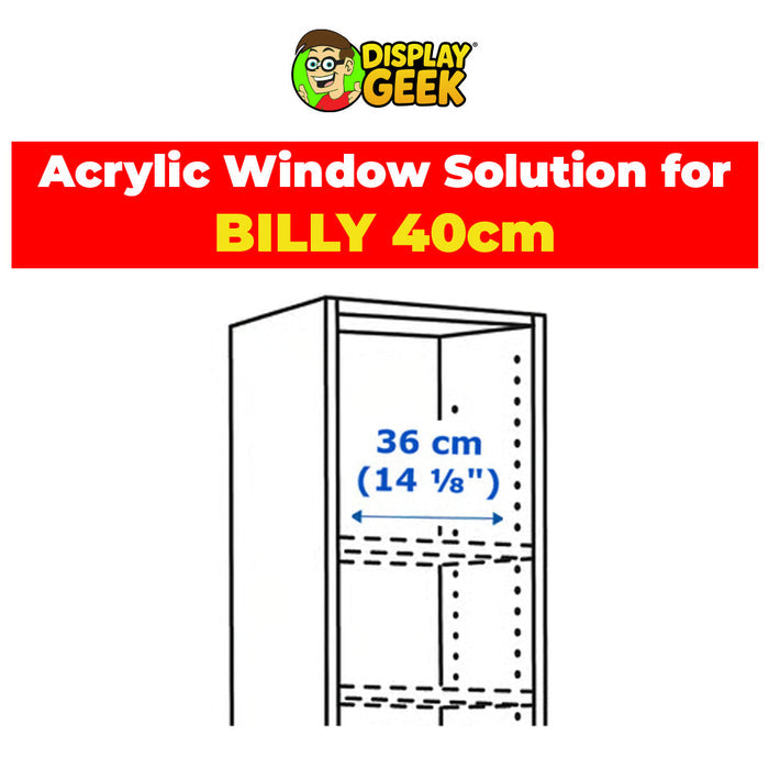 Custom Acrylic Solution for IKEA® BILLY SKINNY 40cm wide Bookcase (3mm thick, UV Resistant)