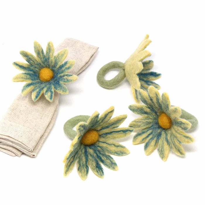 Daisy Napkin Rings - Set of Four Midnight - Global Groove (T) - TheHomeToGo